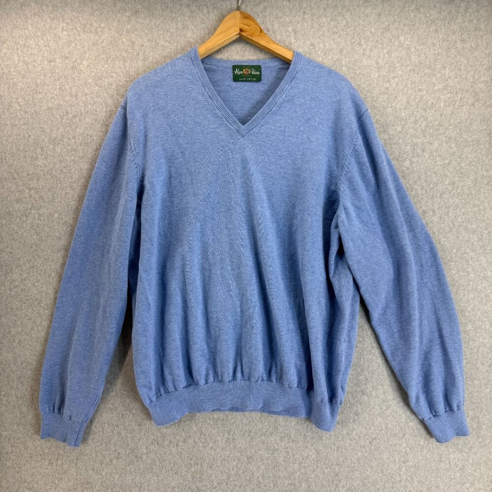 Alan Paine Carolina Blue V-Neck Sweater Mens Size UK‎ 50 EUR 58 Cotton Cashmere